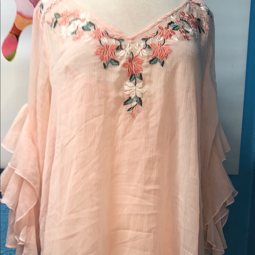 Fever Pink Floral Embroidered Blouse